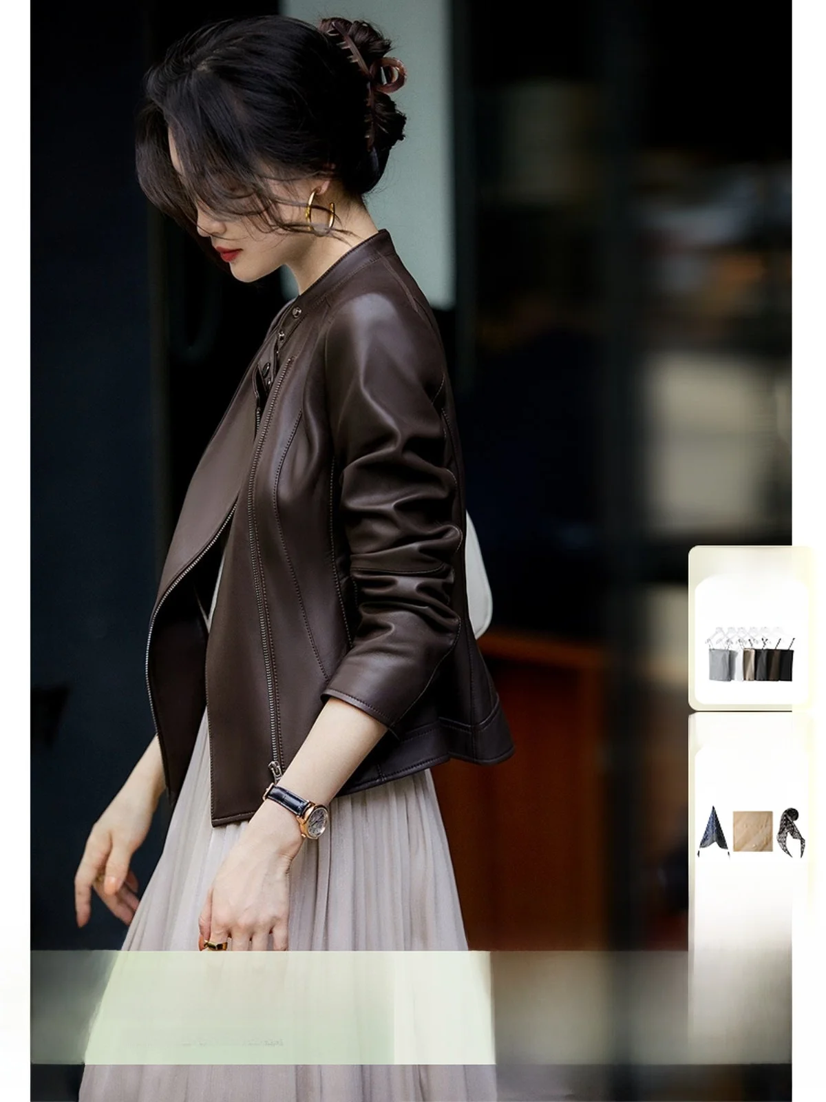 

Куртка из овчины премиум-класса с легким покрытием, оригинальный цвет, выбор по каталогу, женская, для поездок на работу, с молнией, длинный рукав