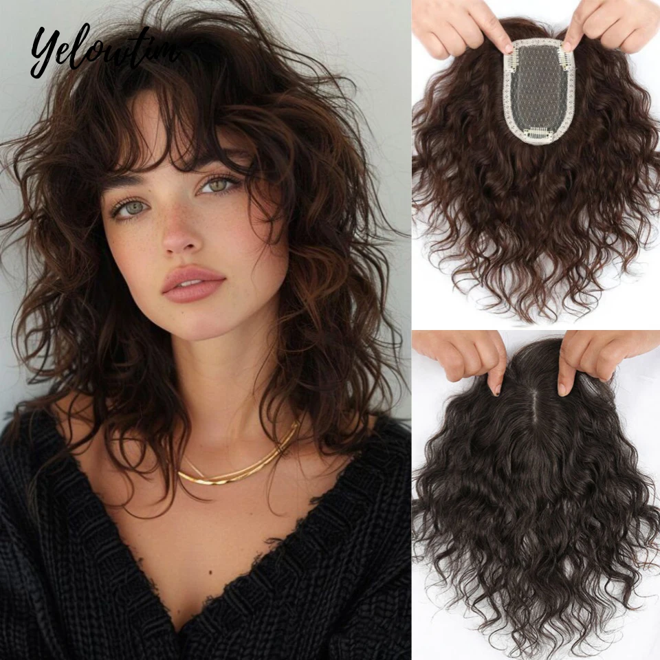 

Yelowtim Synthetic 3D Bangs Invisible Seamless Head Hair Air Bangs Head Overhead Natural Invisible Replacement Cover White Hair