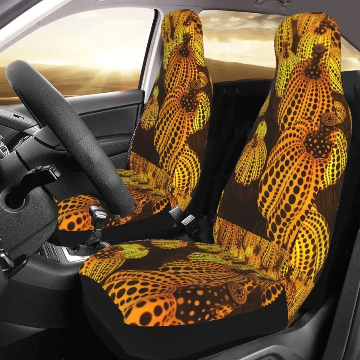 Yayoi Kusama Pumpkin Car Seat Cover Aesthetic Automobiles Seat Covers for Car Trucks SUV or Van Auto Protector Accessories 2 PCS