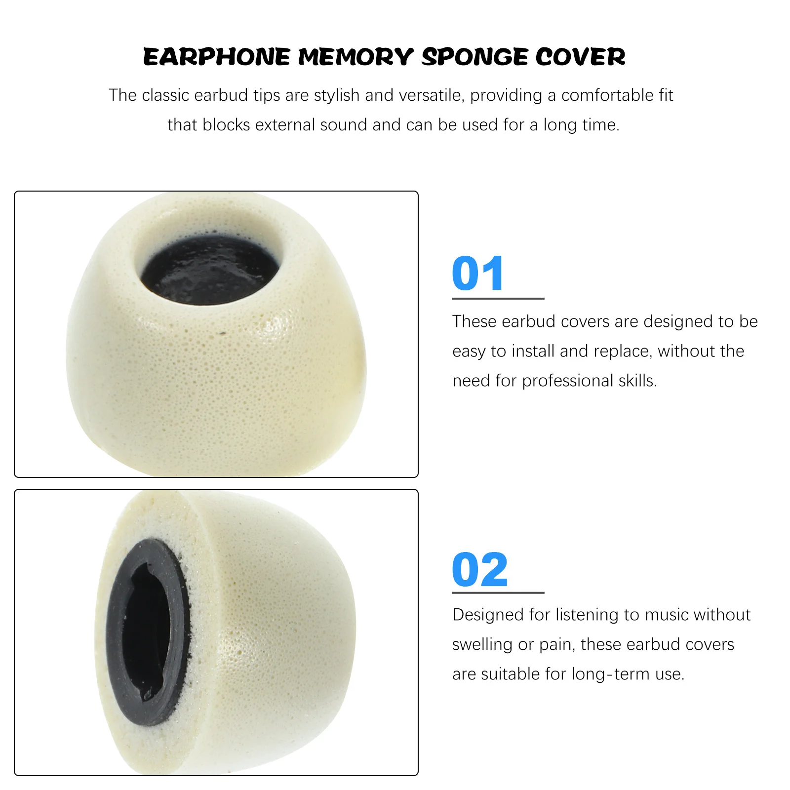 

4Pcs Memory Foam Earbud Tips Comfortable Silicone Earbud Covers Earphone Replacement Protective Sleeve Compatible with Galaxy