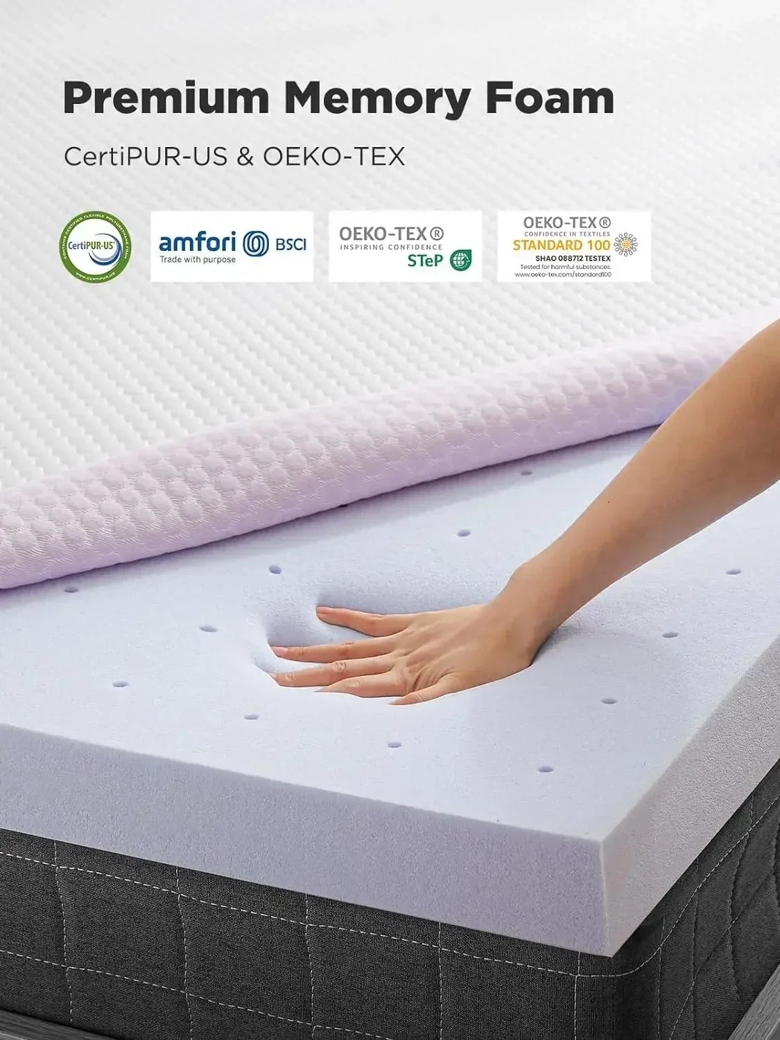 PERLECARE 3 Inch Gel Memory Foam Mattress Topper for Pressure Relief, Soft Mattress Topper for Cooling Sleep,