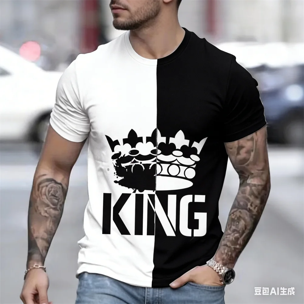 Outdoor Street Fashion Breathable Men's T-shirt Summer New Letter Pattern Printed Casual O-neck Short Sleeve Pullover Clothing