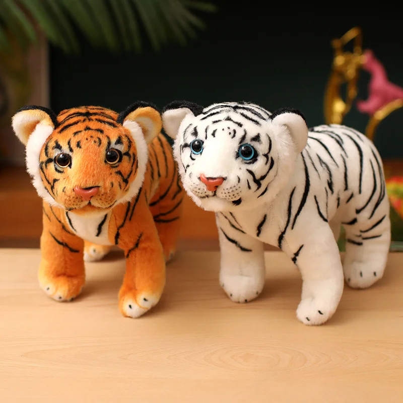 26/40cm Lifelike Sit Tiger Plush Toys Soft Wild Animal Simulation White Brown Tiger Jaguar Doll Children Kids Birthday Gifts