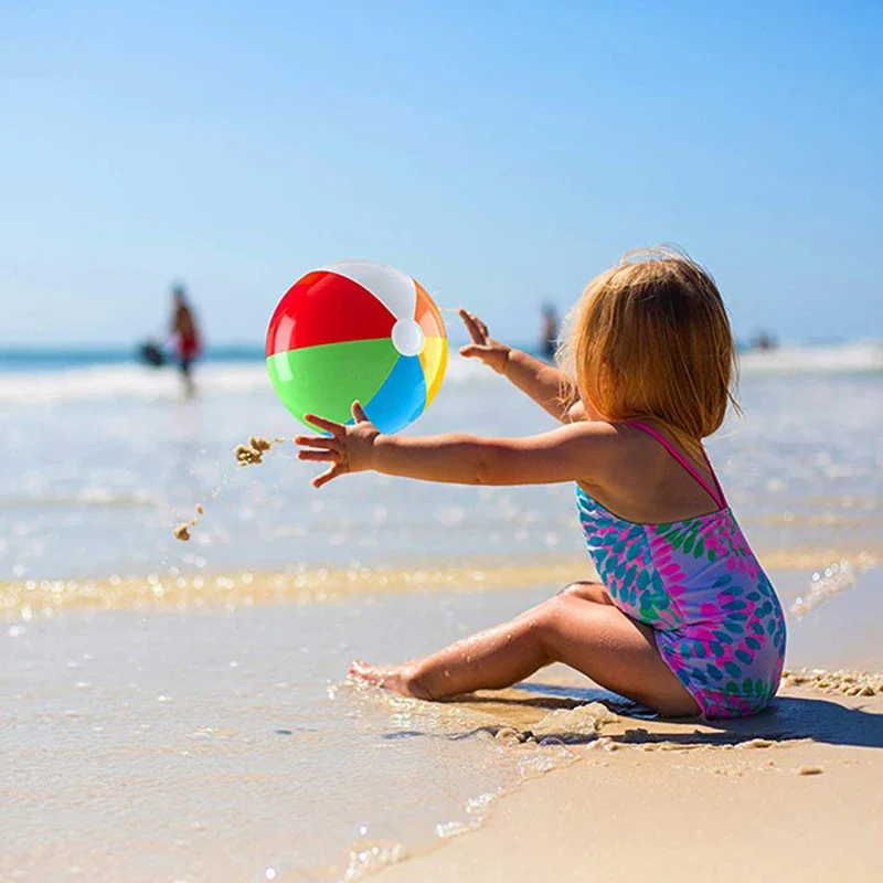 Pelota de playa inflable para niños y adultos, globos coloridos para vacaciones en la piscina, juego acuático, pelota deportiva, juguete divertido, 4/2/1 piezas