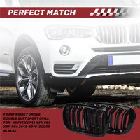 Front Kidney Grille Double Slat Sport Grill For-BMW X5 F15 X6 F16 X5M F85 X6M F86 2013-2019 (Gloss Black)