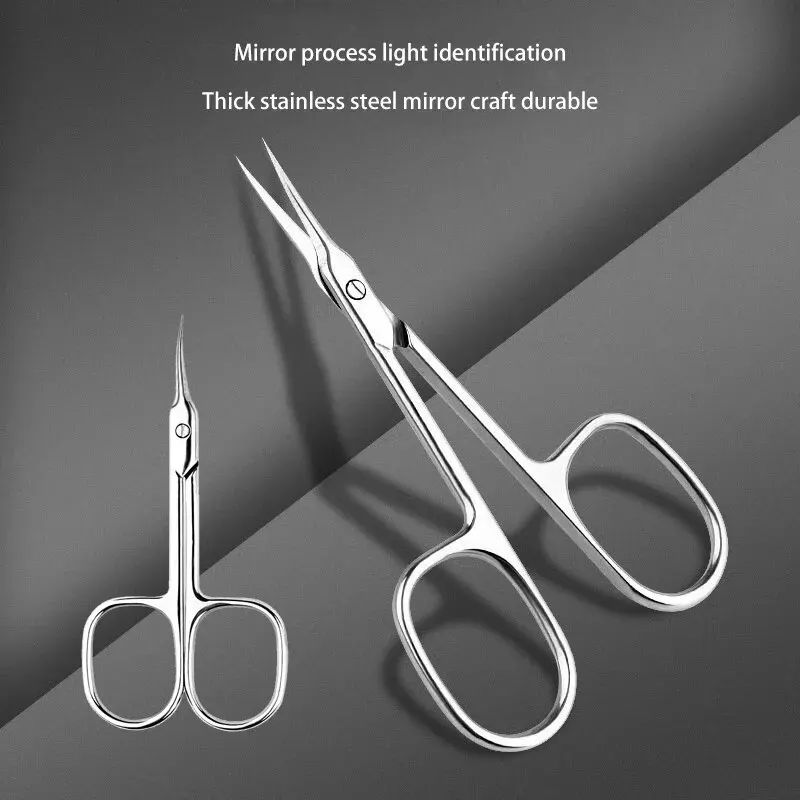 Aço Inoxidável Prego Barbeado Sobrancelha Apontou Tesoura Beleza Tratamento Cutícula Curva Frente Pele Morta Nail Scissors