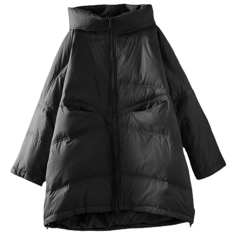 Schinteon-Chaqueta holgada de plumón de pato para mujer, abrigo informal de talla grande, con capucha, estilo coreano, novedad de otoño e invierno, 2023