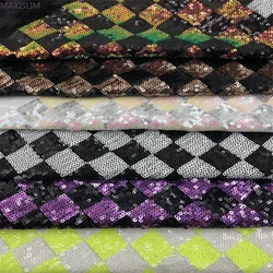 3MM Sequin Fabric Flannel Checkered Pattern Fabric Wholesale Background Tablecloth Dress Boxes Bags Home Decoration Wide：125CM