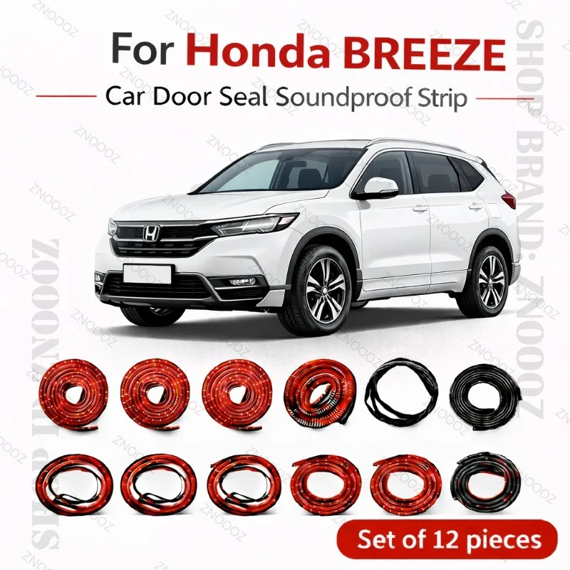 

For Honda BREEZE Car Door Seal Strip Rubber Double Layer Soundproof Dustproof Waterproof Door Weatherstrip 12PCS Set