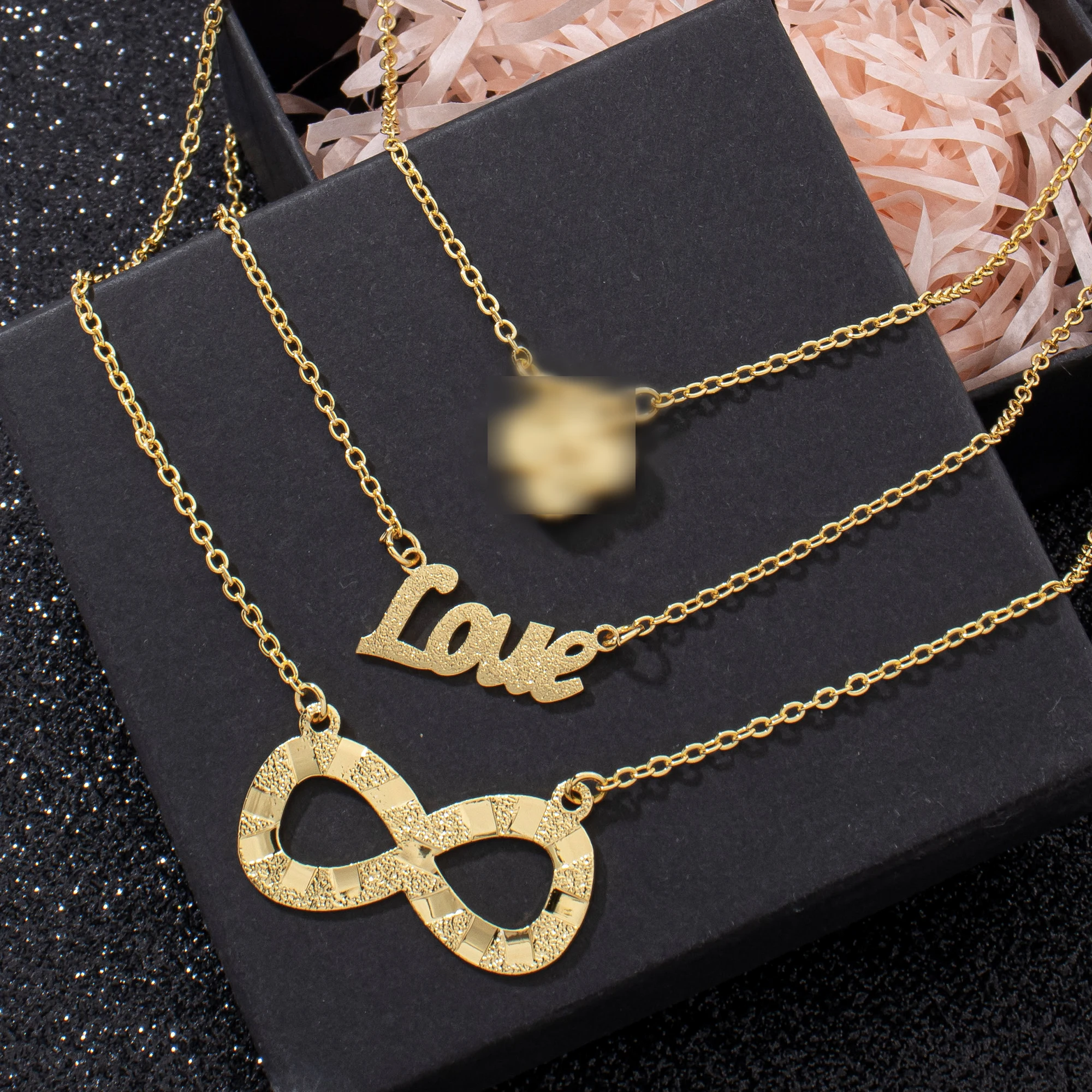 8 Infinity-Symbol Mehrschichtige Kettenhalskette und Ohrringe 2-teiliges Set für Liebesfrauen, Schmuckzubehör für den täglichen Modegebrauch, Geschenke – Detail 1