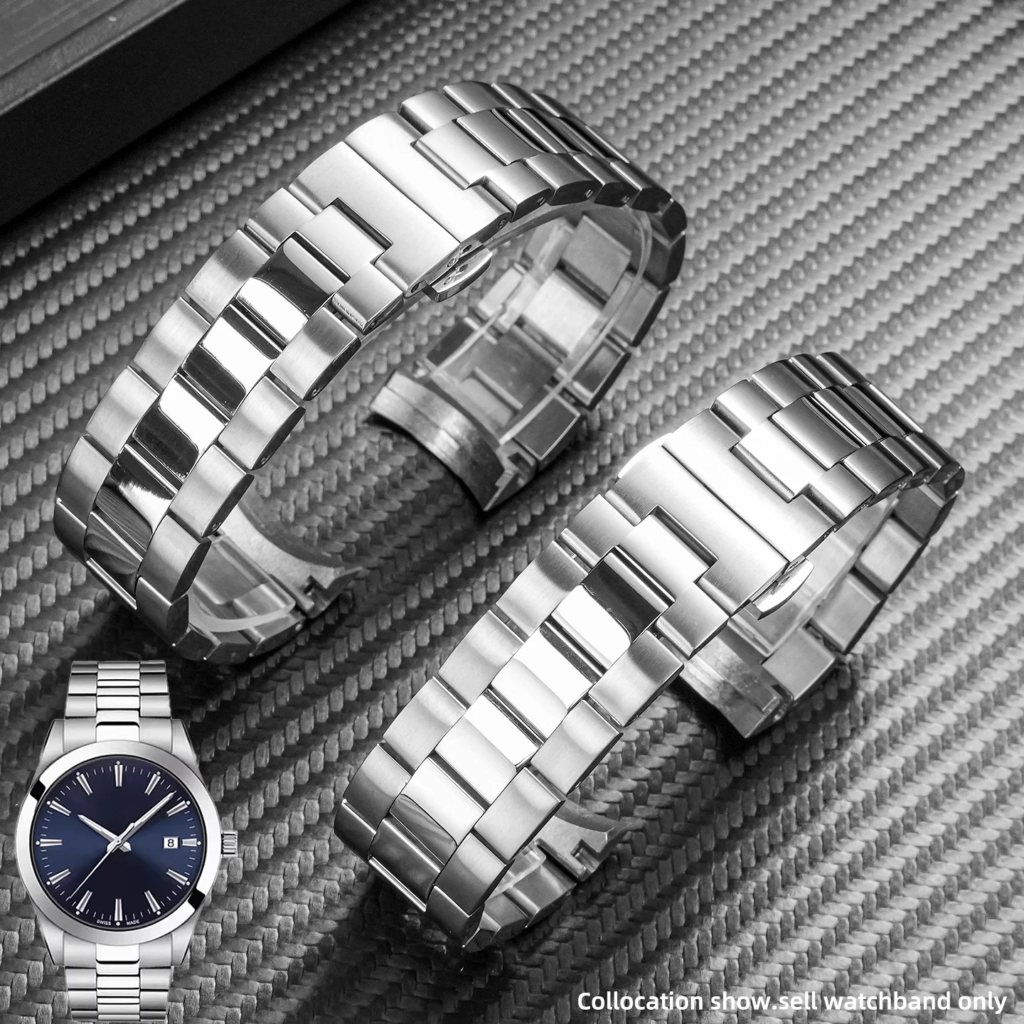 

Stainless steel strap For Tissot T127 demeanor series men's Watchband T127.407 Curved End Links Solid Metal Wristband bracelet