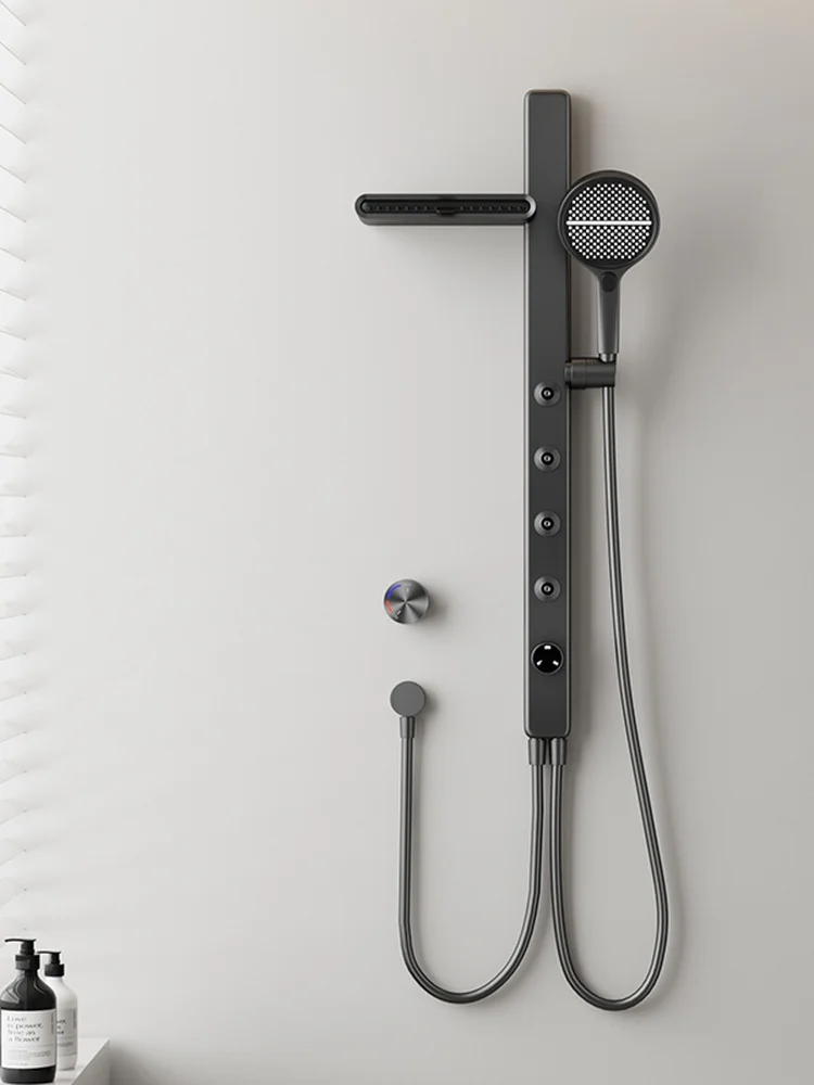 MYN Hidden Wall-Mounted Thermostatic Rain Spray Shower Set with Slide Bar All Copper Construction for Household Bathroom