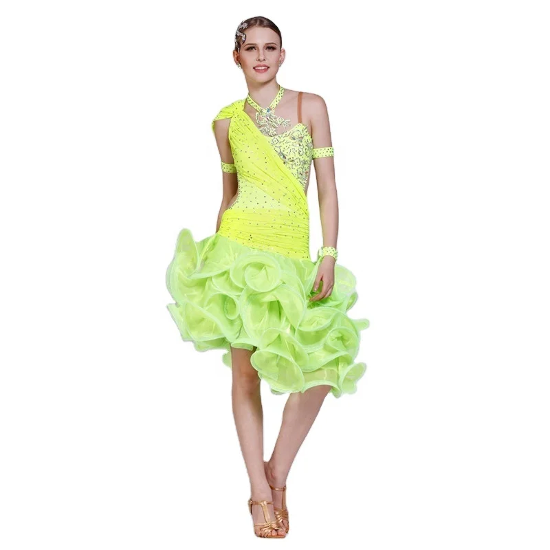 

Lady Cocktail Club Wear Party Latin Dance Green Color Dress