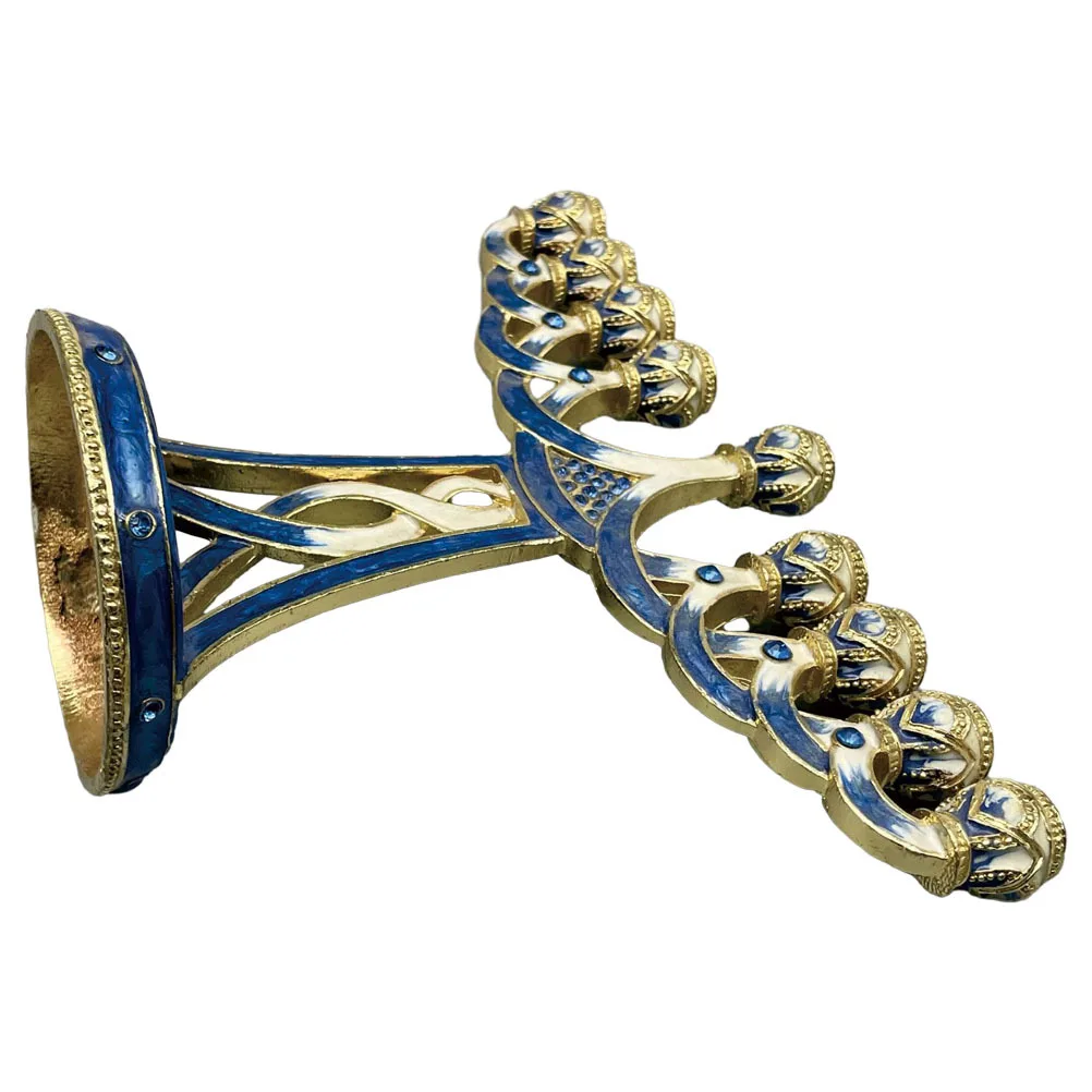 

Hanukkah Menorah 9 Branch Vintage Holder Metal Jewish Stand Festival Tabletop Decor Hanukkah Candlestick