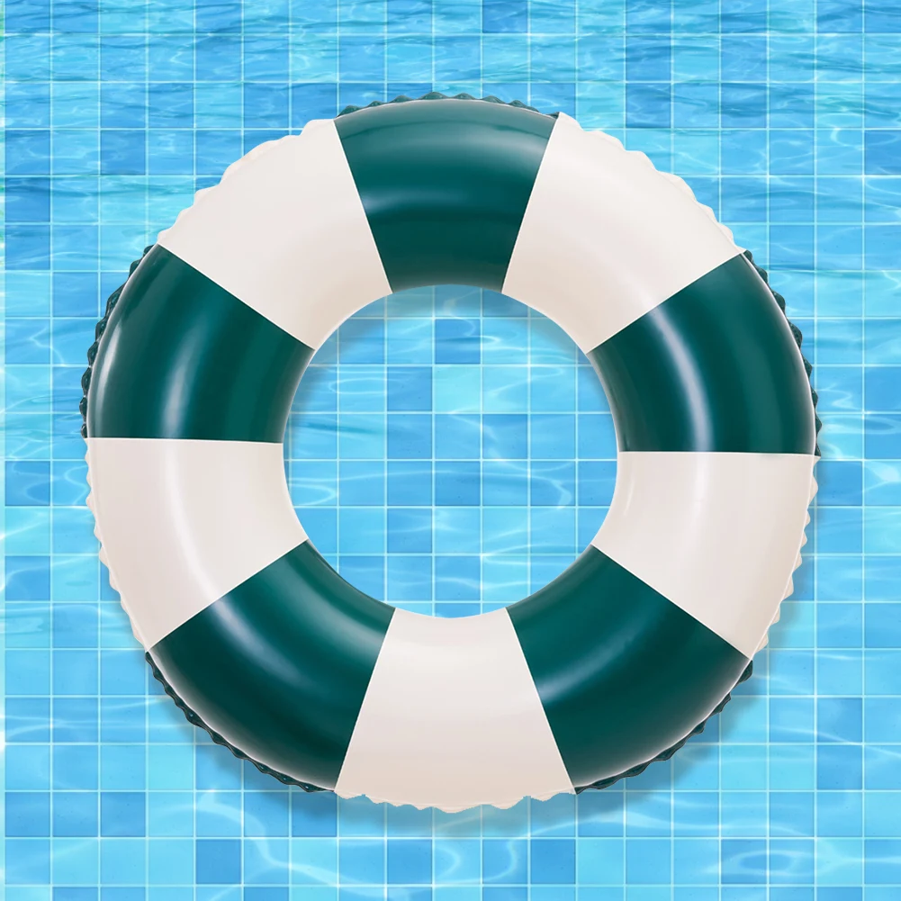 Inflatable Swim Ring Blow Up Swim Tube Leakproof Swim Float Tube Water Play Equipment Striped Pool Rings for Kids Youth Adults