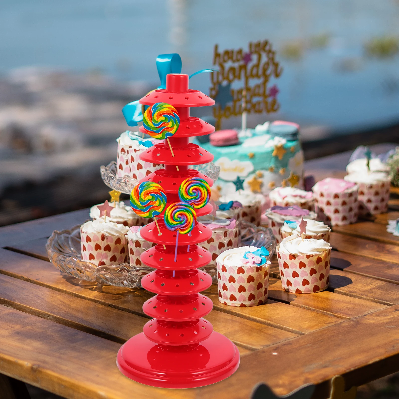 

Adjustable Lollipop Holder Carnival Stand Large Lollipops Fine Workmanship Candy Party Decorations Holders For Pp Wedding Red