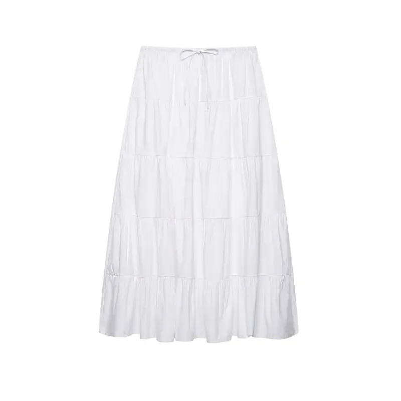 Falda hasta el tobillo para mujer, novedad de verano, costura multicapa, decoración informal con cordones, versátil, moda de vacaciones Simple