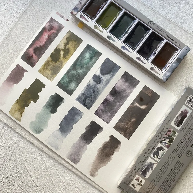 Kuretake giapponese GANSAI TAMBI Pigmento solido per acquerello Sumi Colore 6 colori Artista Principiante Pittura Rifornimenti d'arte