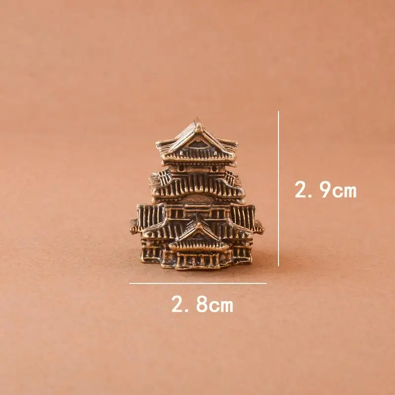 Brass micro landscape rockery ancient pavilion bonsai fish tank decoration Chinese ancient architecture miniature model