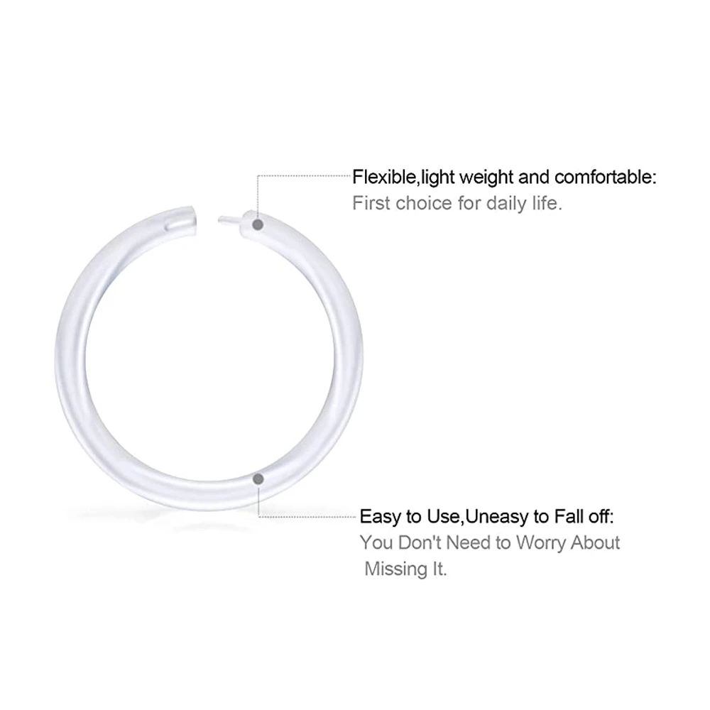 WKOUD Septum Retainer Bioflex Flexible Clear Acrylic Nose Hoop Ring Clicker Horseshoe Cartilage Daith Tragus Rings Body Piercing