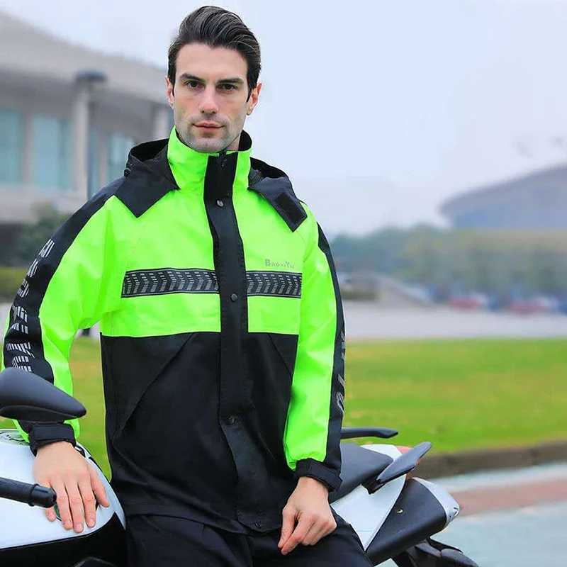 Breathable Split Rain Coat Men Waterproof Motorcycle Raincoat Poncho Double Layer Rainproof Raincoats Suit Hiking Camp Rain Gear