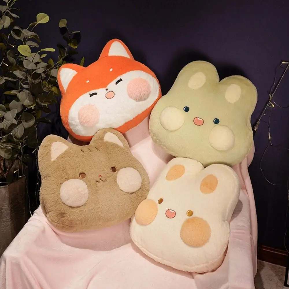 Kawaii con manta, almohada cálida para lanzar a mano, almohada de conejo de Anime, manta de gato, almohada calentadora de manos de felpa suave, siesta en coche de oficina