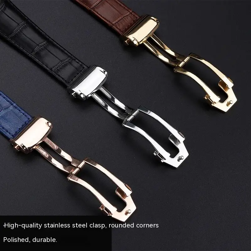 20mm 22mm Universal Genuine Leather Watchband For Maurice Lacroix MP6528 Pontos PT6158 Cowhide Strap Foding Buckle Style