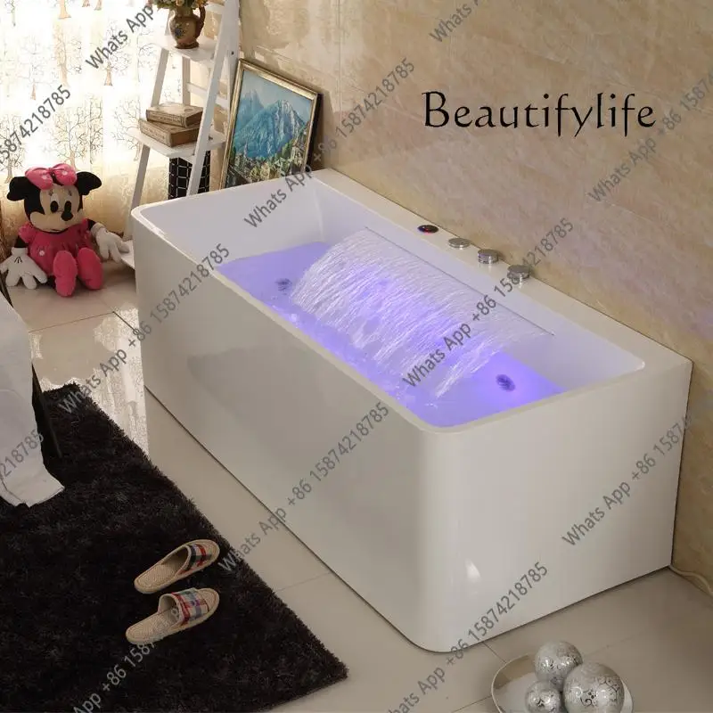 

J Small Household Bathtub Acrylic Single Rectangular Bathtub Household Small Size Creative Bathtub