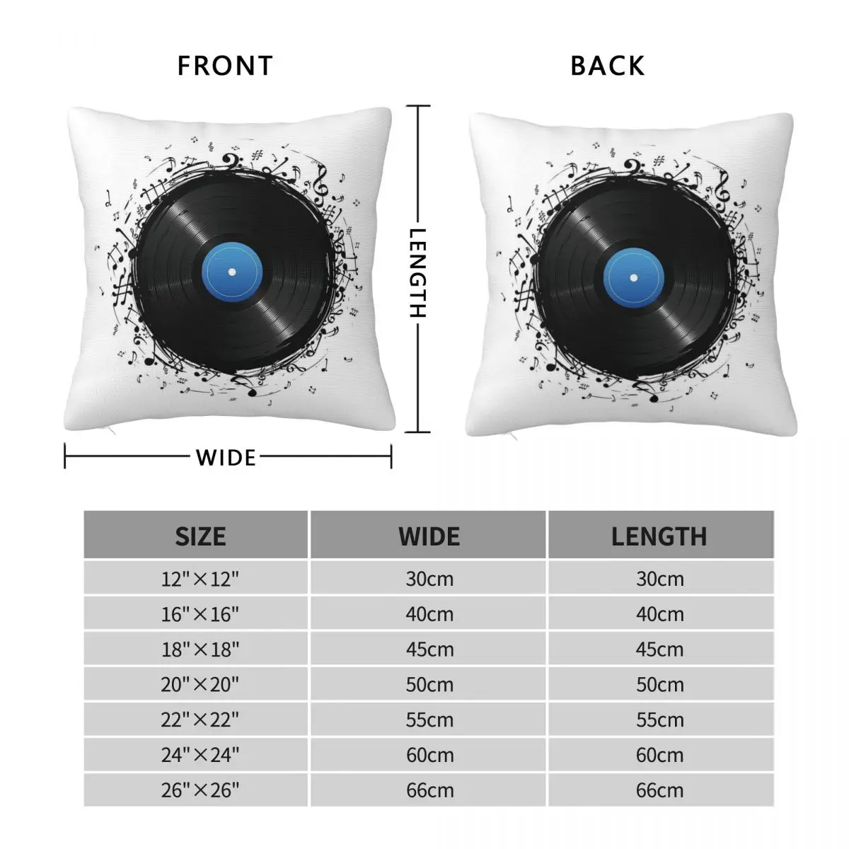 33 Vinyl Record Music Notes Square Pillowcase Polyester Linen Velvet Pattern Zip Decor Room Cushion Cover Wholesale 18