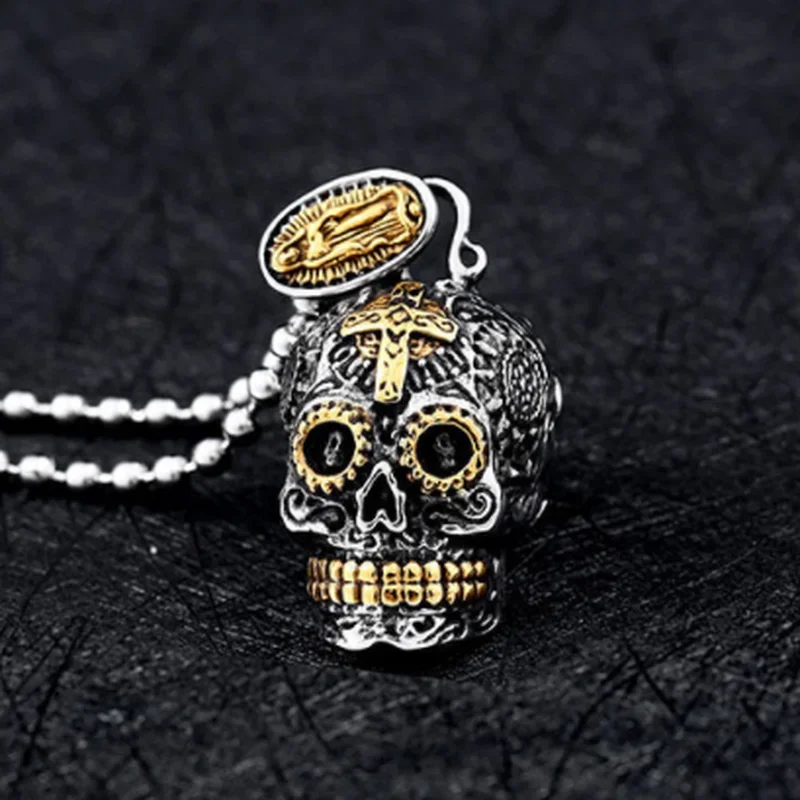 Зрелый-мужчина-классический-панк-высокое-качество-металл-готический-золотой-цвет-кулон-с-крестом-и-черепом-ожерелье-крутой-мужской-рок-вечеринка-ювелирное-изделие-подарок