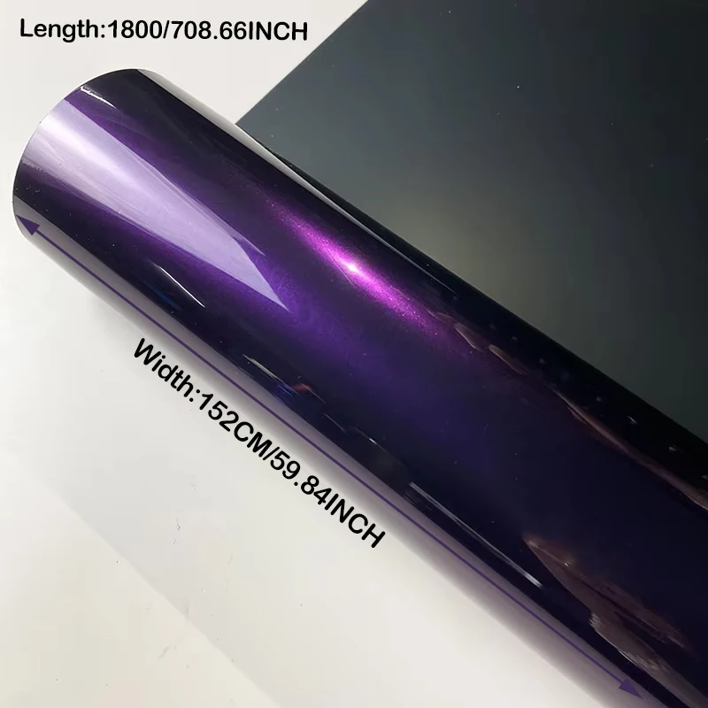 18M PET Super Glossy Midnight Purple Metallic Vinyl Wrap Film Roll Self-adhesive Decal  Wrap Foil For A1 / A3 / A7 / A4L / A6L