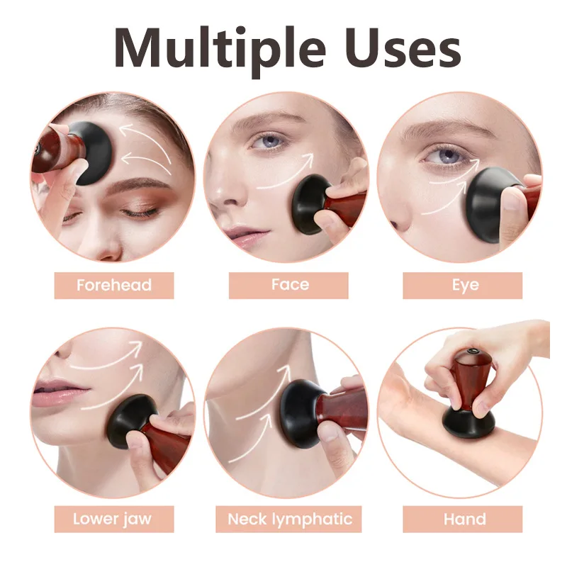 Strumento viso riscaldante Bian Stone, massaggiatore V-Lift con Gua Sha caldo, snellente e rilassamento riutilizzabili