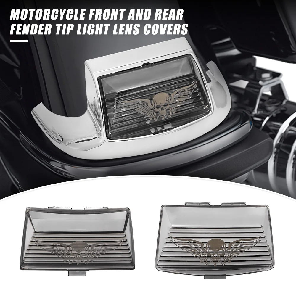 Front Rear ABS Mud Guard Fender Tips Light Lamp Lens Cover Fit For Harley Electra Glide FLHTCU FLSTC HLHT FLHR FLHRC