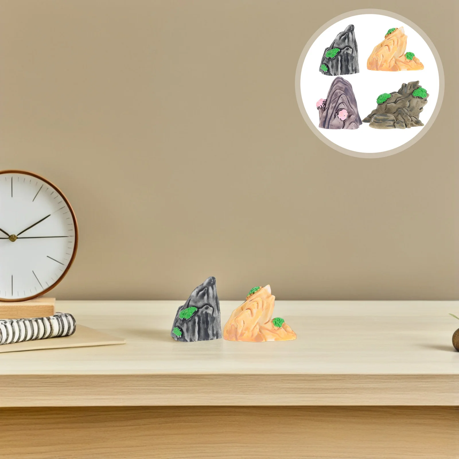 

4pcs Micro Landscape Resin Ornaments Mini Artificial Mountain Models For Bonsai Aquarium Decor Indoor Garden Shrimp Tank