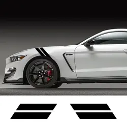 Car Double Bar Hood Fender Hash Mark Side For Ford Mustang GT500 GT350 GT Auto Graphics Stripes Sport Vinyl Decor Decal Kit