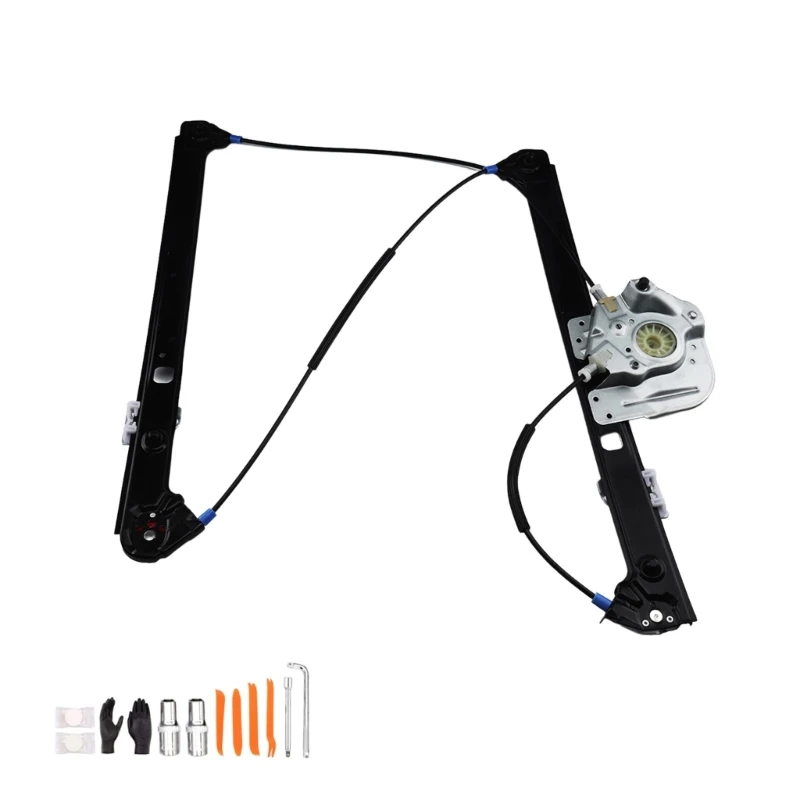 Front Left Window Regulator Assembly, Driver Side Doors Glass Lift Part with Cable and Structure, Metal Rails, Bolt-On X37F