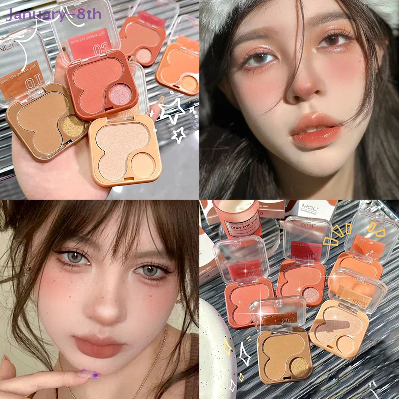 Two-tone Blush Brighten Face Blusher Nourishing Facial Cheek Natural Contour Peach Blush Palette Women Powder Makeup Cosmetics