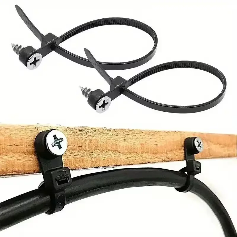 

200Pcs Nylon Cable Ties Self-Locking Cord Ties Straps Organizer Adjustable Cables Fastening Loop Home Office Wire Zip Ties