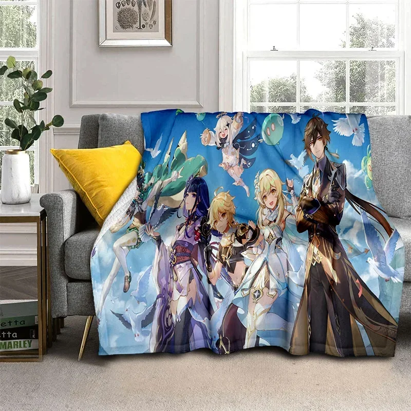 2026 New Genshin Impact Gamer Cartoon Blanket,Soft Throw Blanket For Home Bedroom Bed Sofa Picnic Travel Office Cover Blanket Ki
