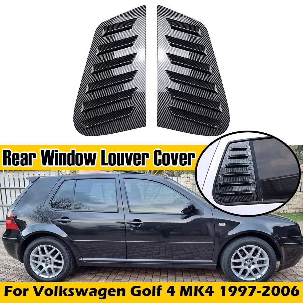 For Volkswagen GOLF 4 MK4 1997-2006 Car Rear Louver Window Side Shutter Cover Trim Sticker Vent Scoop ABS Carbon Fiber Black ABS