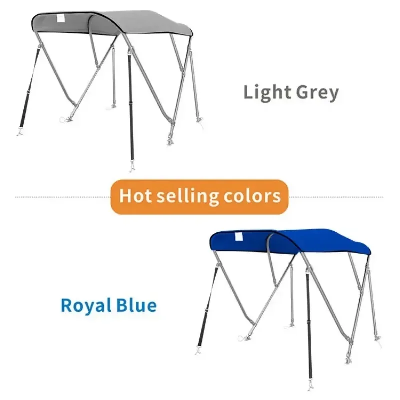 3 Bow Bimini Top Lebar 79-84 inci 85-90 inci 91-96 inci untuk Kapal Kain 600D Solution Dyed Baja Tahan Karat Bimini Top Ukuran Sesuai Pesanan