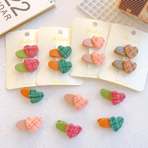 2pcs Baby Hair Clips Korean Cute Heart Style Barrettes for Toddler Girl Kawaii Kid Bang Side Clip Little Girl Hair Accessories