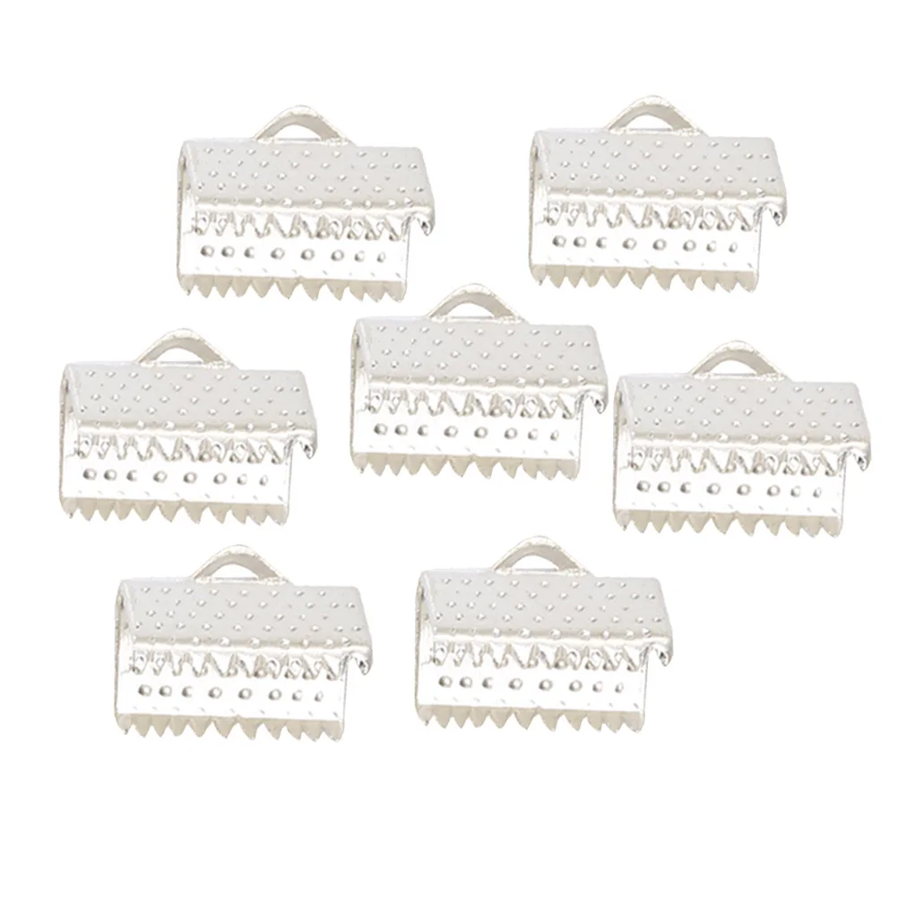 

100pcs Metal Crimp Ends 1.6Cm Plated Cord Connectors For Diy Jewelry Making Textured Fastener Clasps Ribbon Terminals Zipper