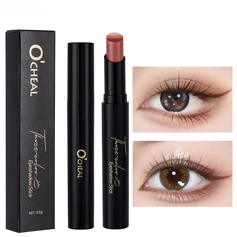 Three-color eyeshadow stick Stick Colorful Shimmer Brown High Waterproof Cream Eyes Shadow Pencil Long Lasting Makeup Cosmetic