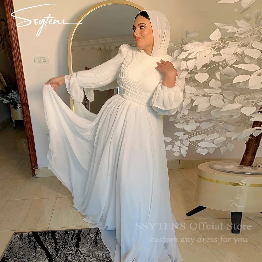

SSYTENS Modest Chiffon Wedding Dresses Women Long Sleeves O Neck Long Beach Vestidos Para Mujer Robe De Mariée 2025 Customized