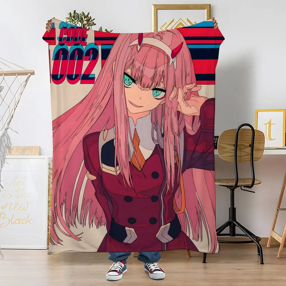 

DD-DARLING in the FRANXXS Throw Soft Coral Fleece Blanket 310gsm Fluffy Warm Throw for Sofa Bed Couch Bedroom Decor