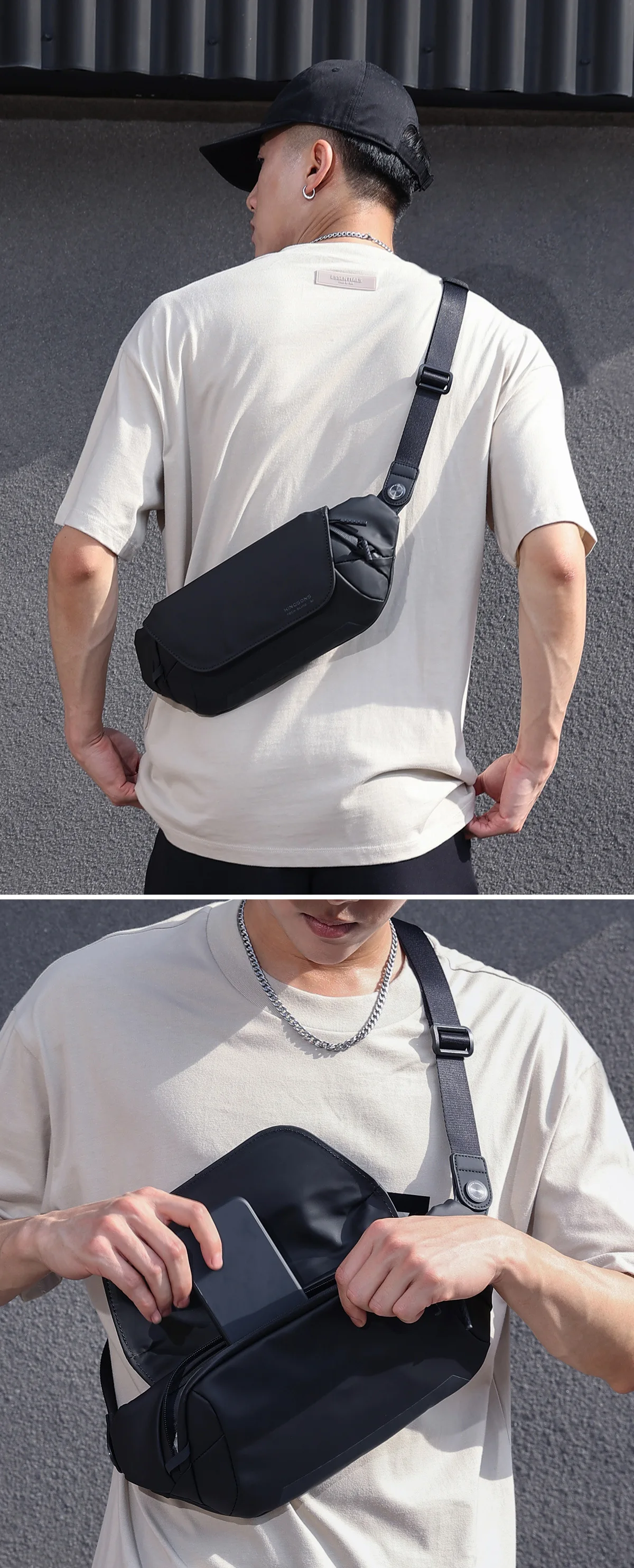 Crossbody Bag Men Water Resistant Chest Bag Light Weight Male Oxford Shoulder Bag Outdoor Sling Bag