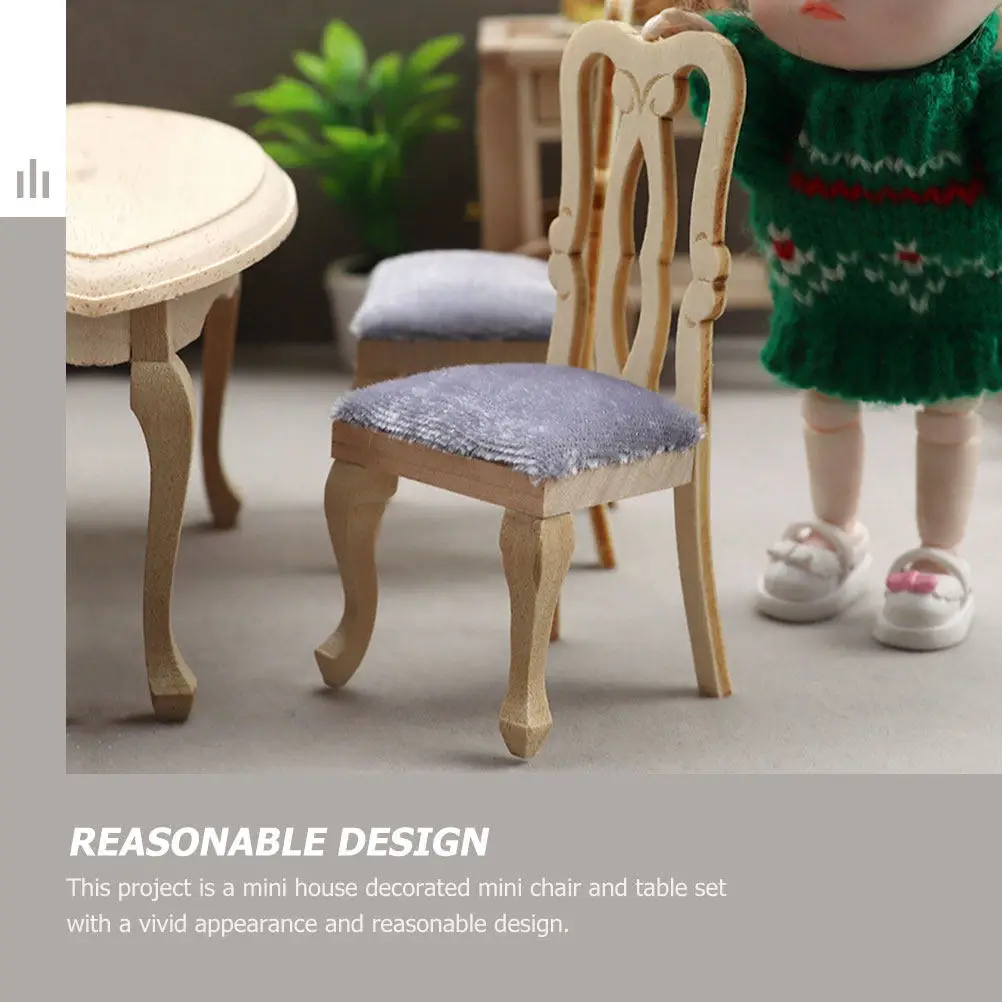 

1Set Miniature Furniture Decor Set Small Table and Chair for Mini House Interior Tiny Home Scene Perfect Detail Enhancement