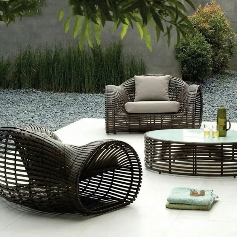 Rattan sofa creative designer art leisure courtyard B & B style hotel garden small furniture