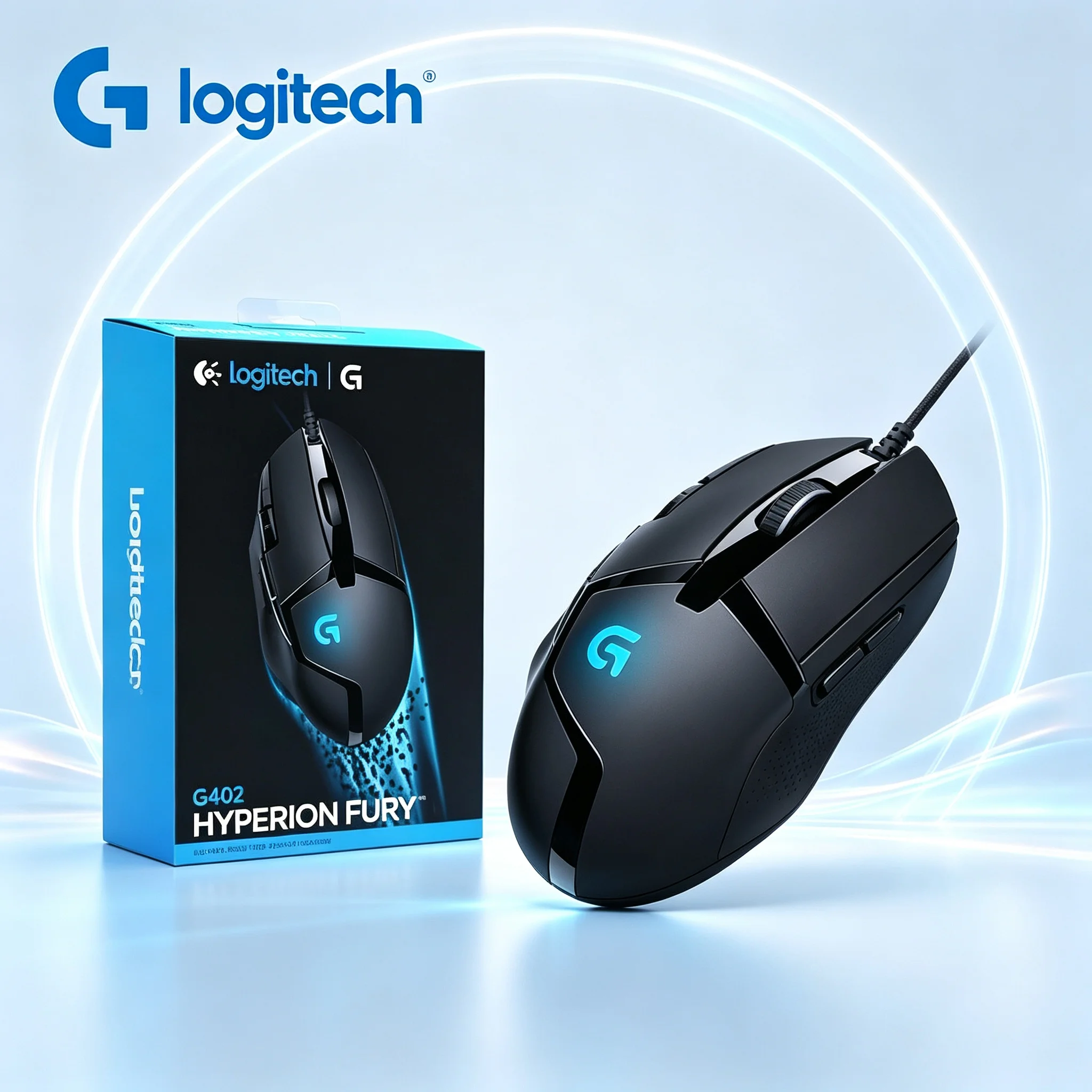 Logitech G402 Hyperion Fury USB Wired Mouse High‑Speed Tracking Technology Ergonomic Shape for FPS Competitive Gaming